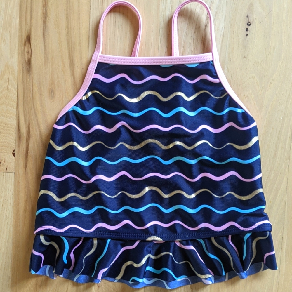 Cat & Jack 🏊 Navy Blue & Pink Swim Tankini - Girls Size 6 6x